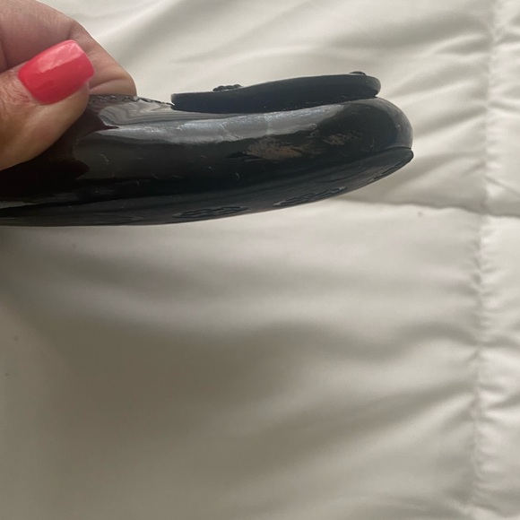 TORY BURCH Patent Black Flats Minnie Travel Size 8.5 - Picture 4 of 5